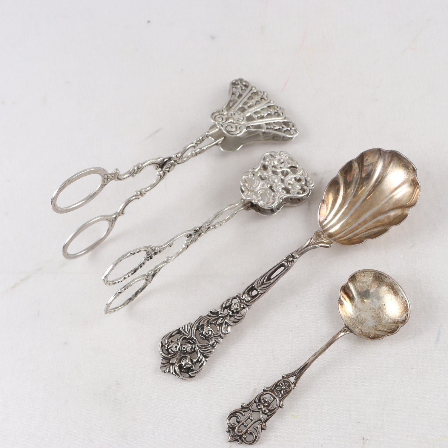 Kaktänger, sockerskedar, silver, GEWE, Malmö, 4 st