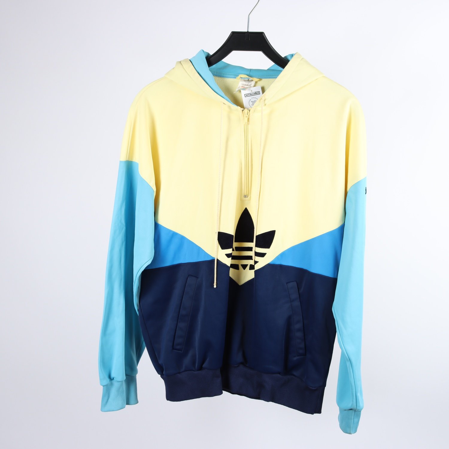 Träningsjacka, Adidas, gul, blå, retro, stl. ca. M.