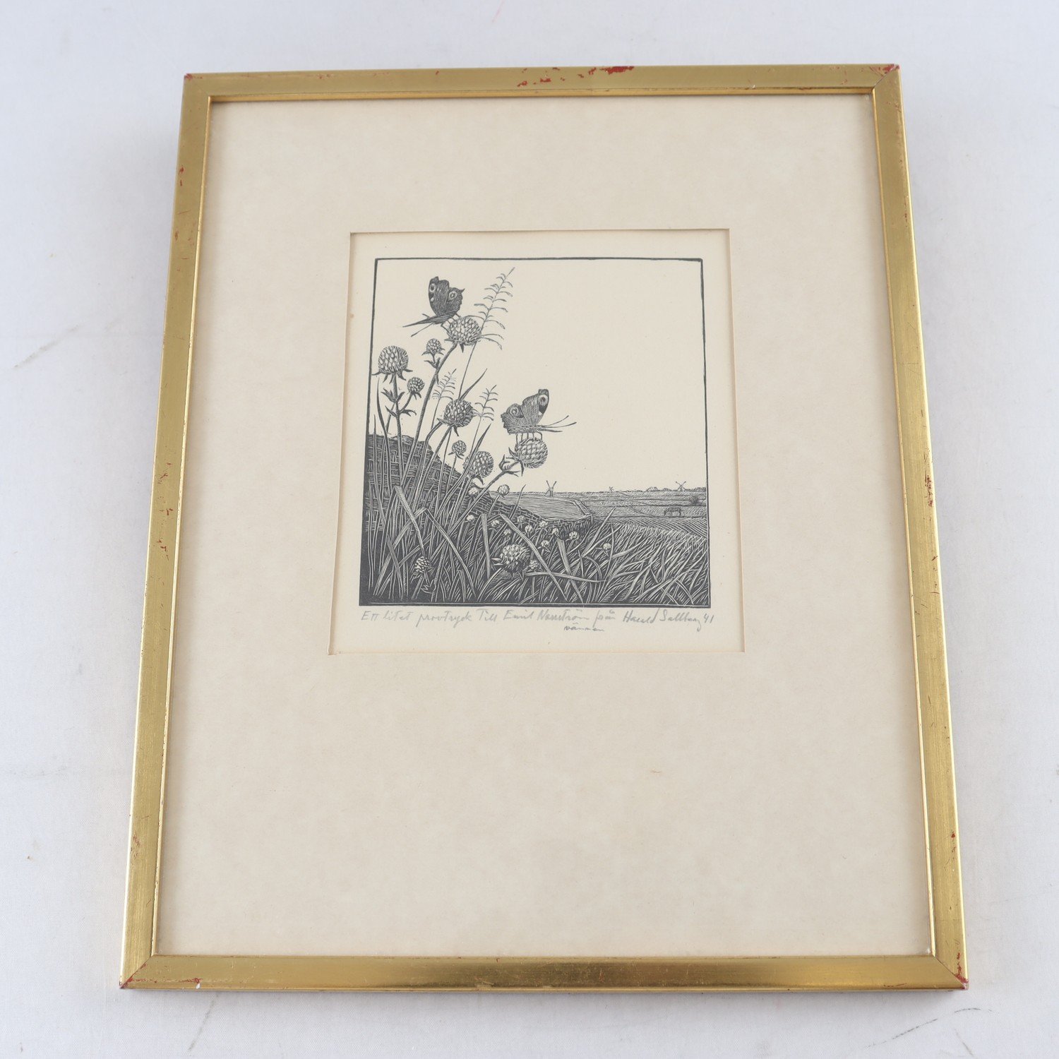 Etsning, provtryck, (1895-1963), Harald Sallberg, signerad, 1941. Samfraktas ej.