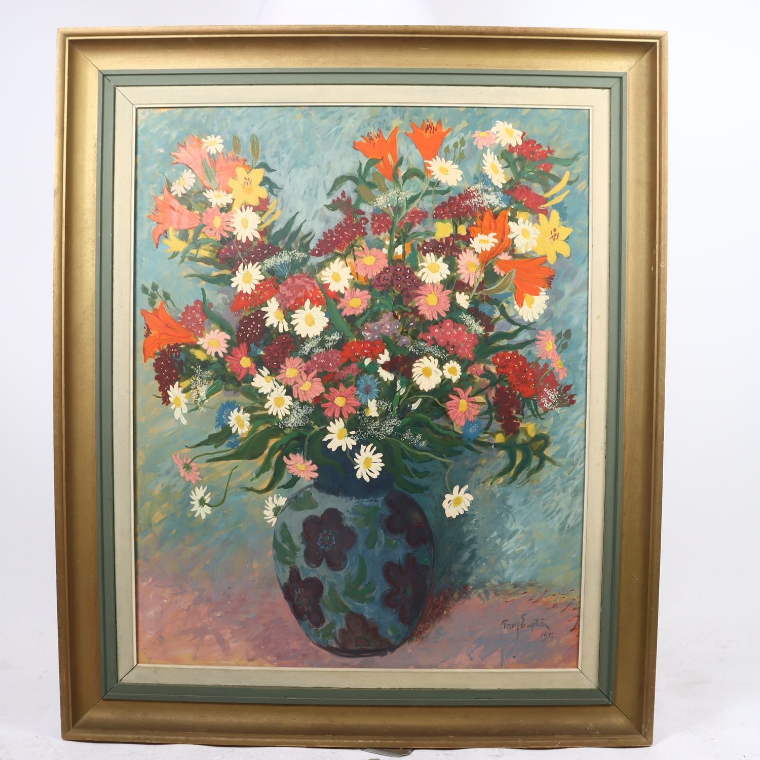 Oljemålning, blomsterstilleben, Torolf Engström (1909-1987). Endast avhämtning.