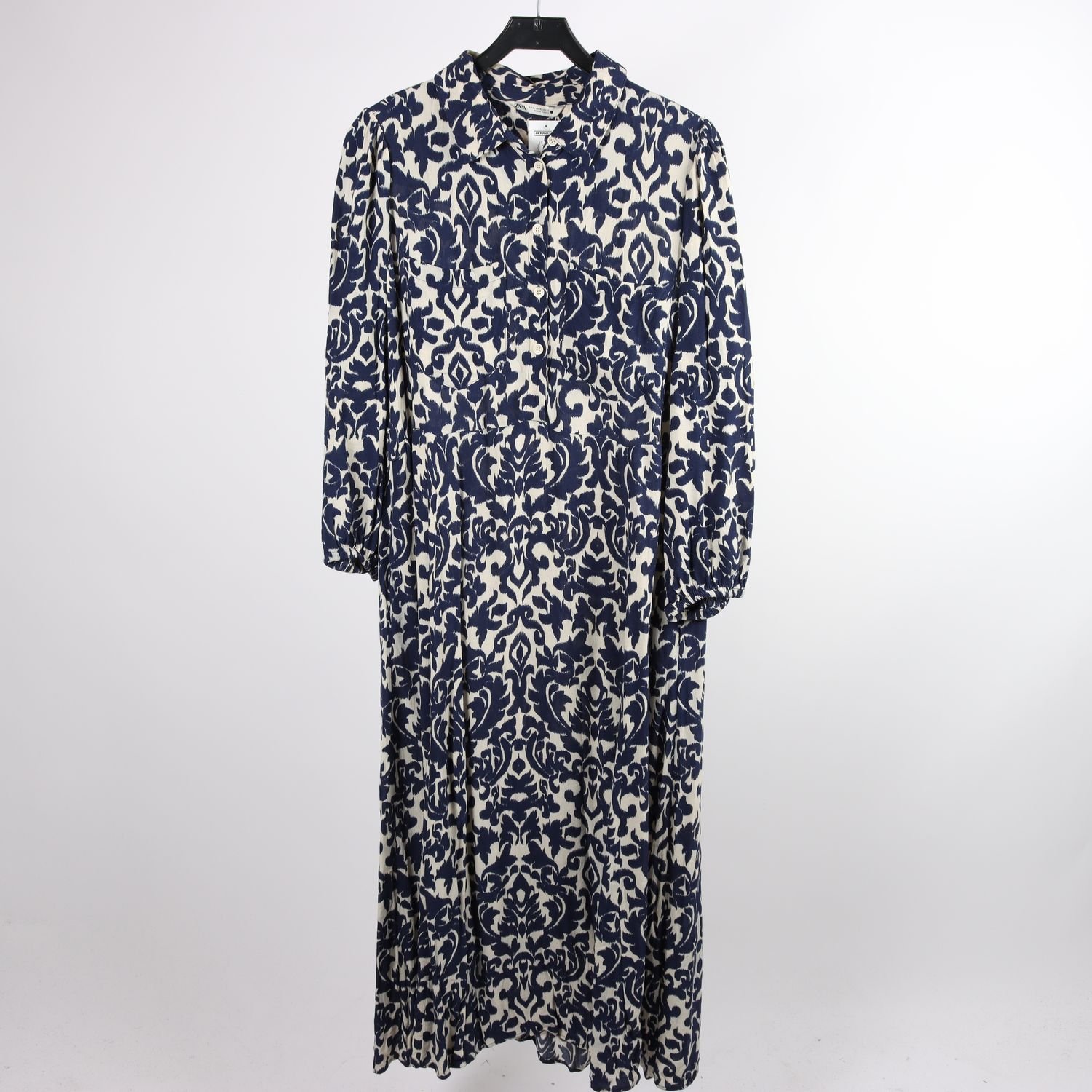Klänning, Zara, blå, vit, mönstrad, stl. XL