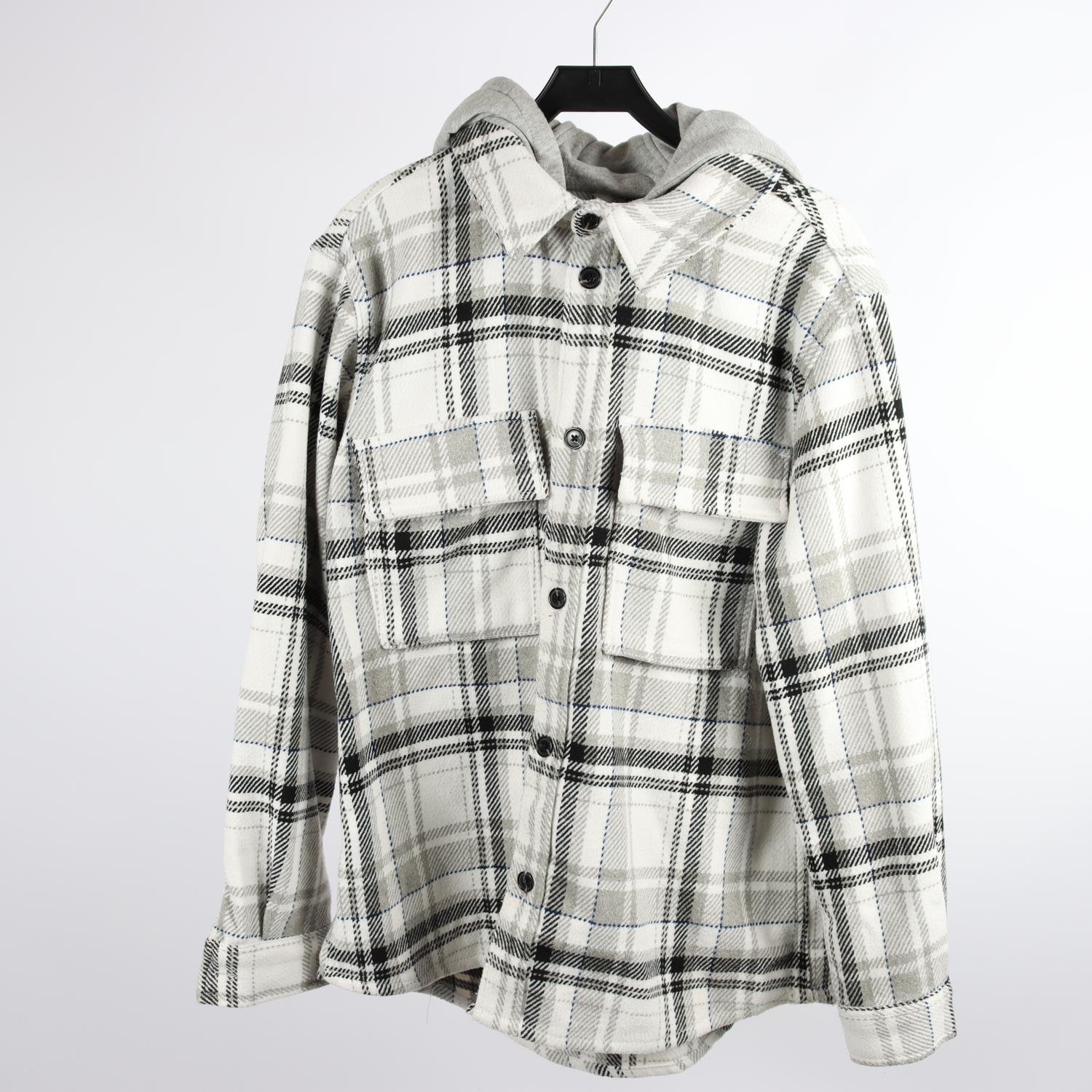 Overshirt, Zara, grå, vit, svart, stl. L
