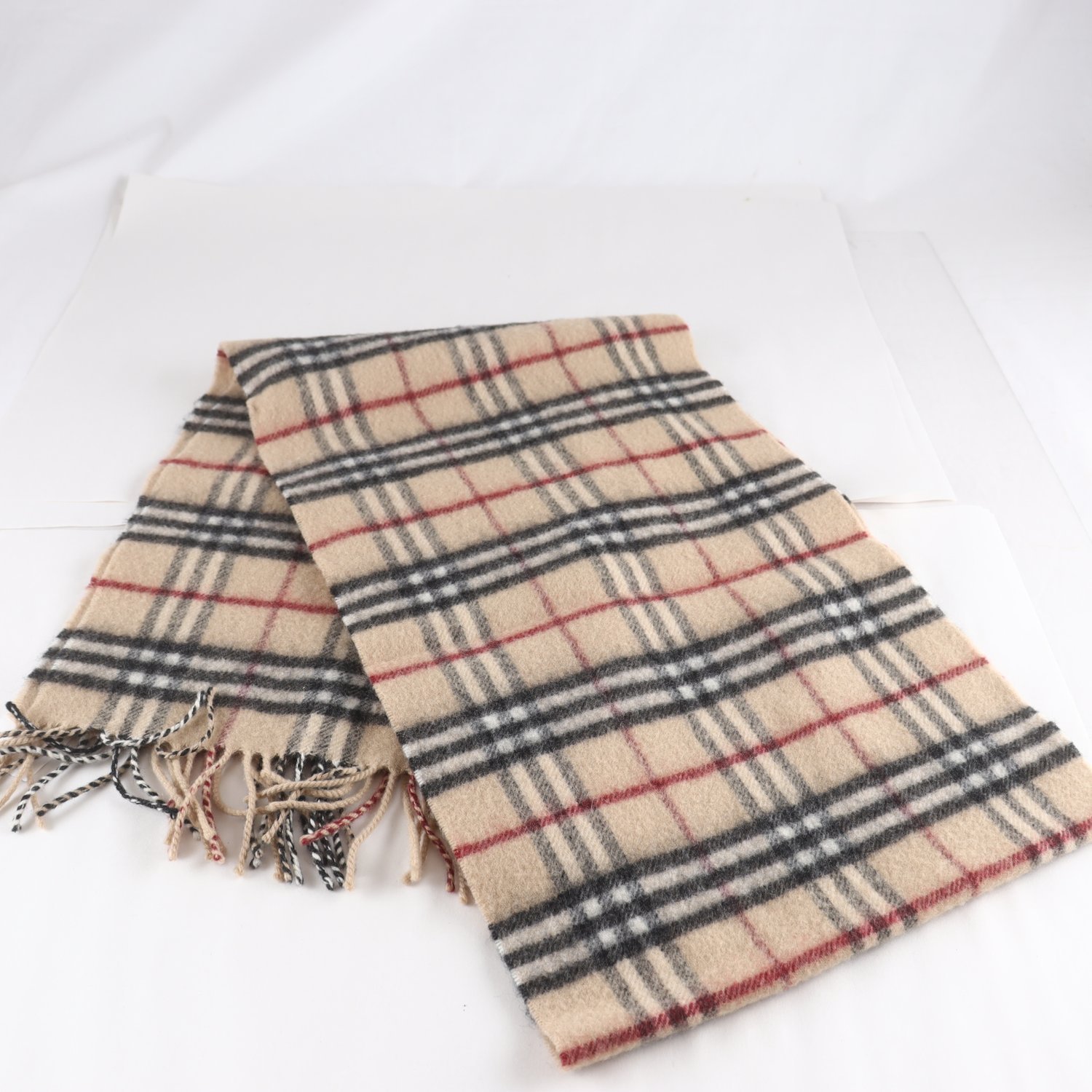Halsduk, Burberry, beige, svart, lammull