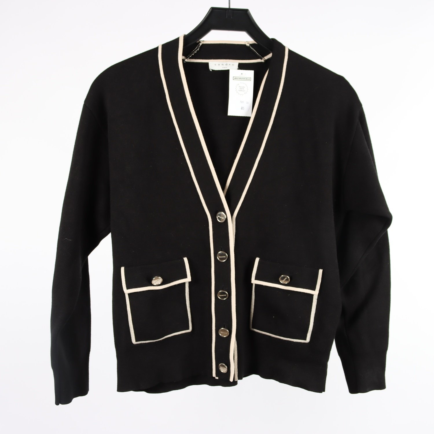Kofta, Sandro Paris, svart, stl. 0 (XS)