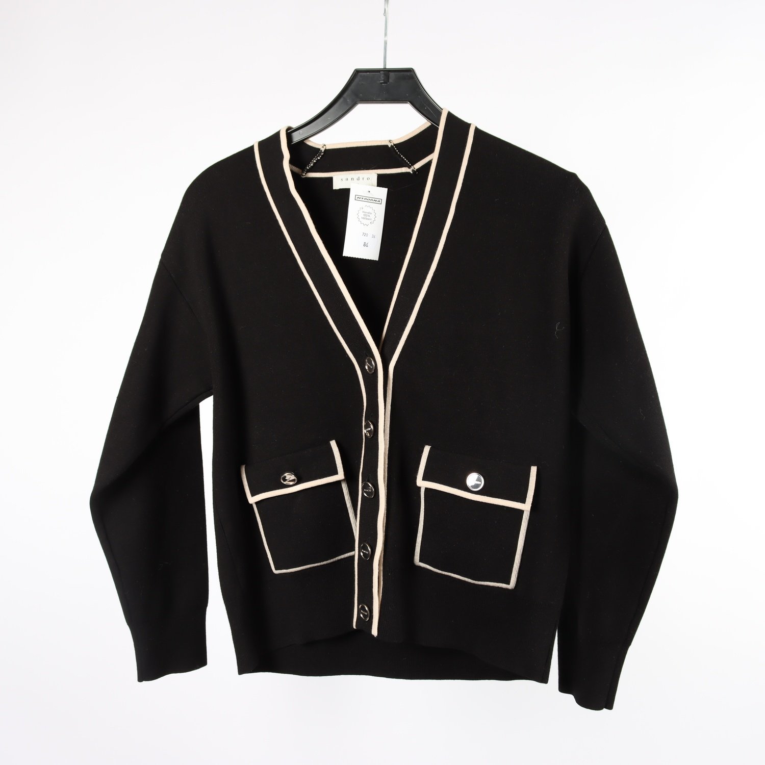 Kofta, Sandro Paris, svart, stl. 0 (XS)