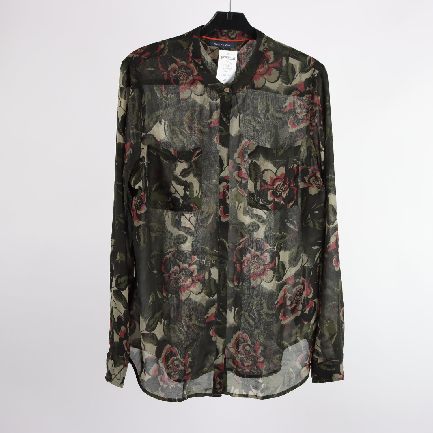 Blus, Tommy Hilfiger, grön, mönstrad, stl. L