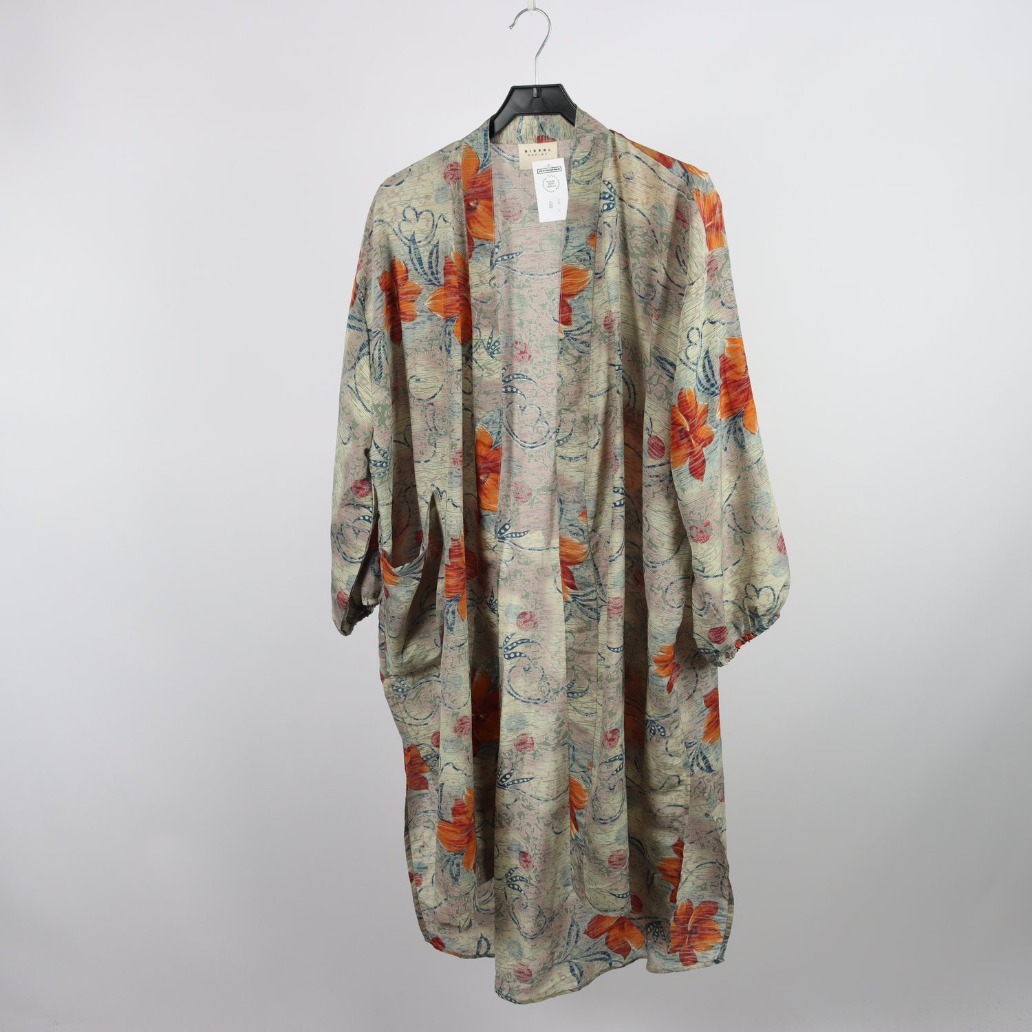 Kimono, Sissel Edelbo, blå, orange, stl. one size.