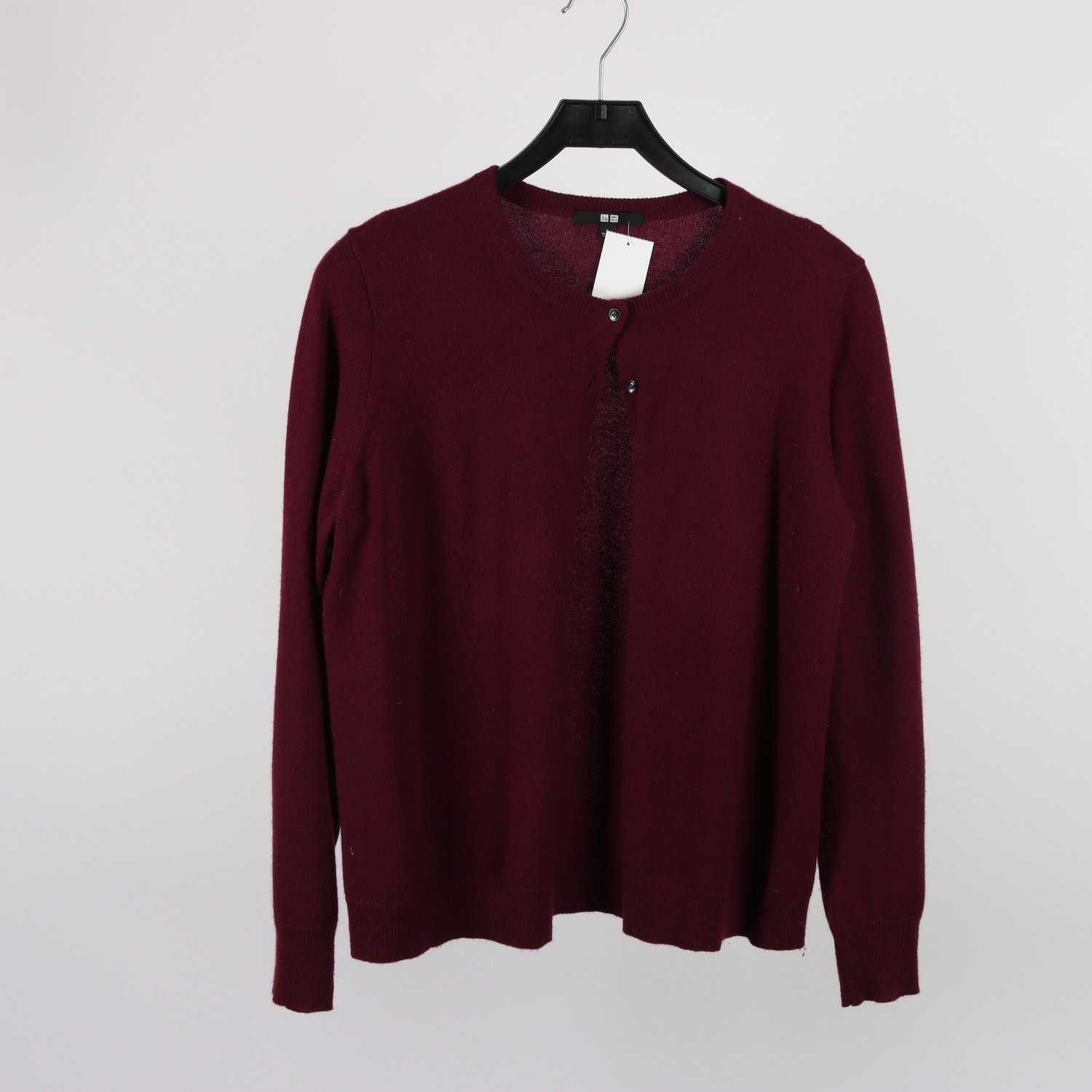 Kofta, Uniqlo, vinröd, cashmere, stl. L.