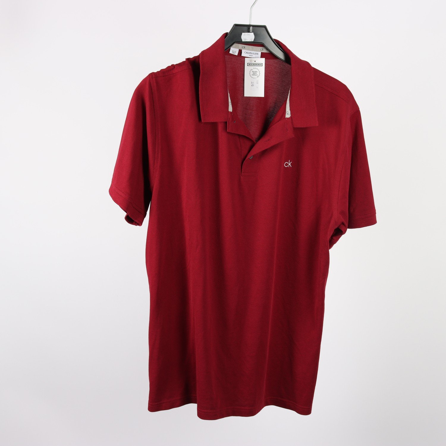 Piké, Calvin Klein, Golf, vinröd, stl. XL.
