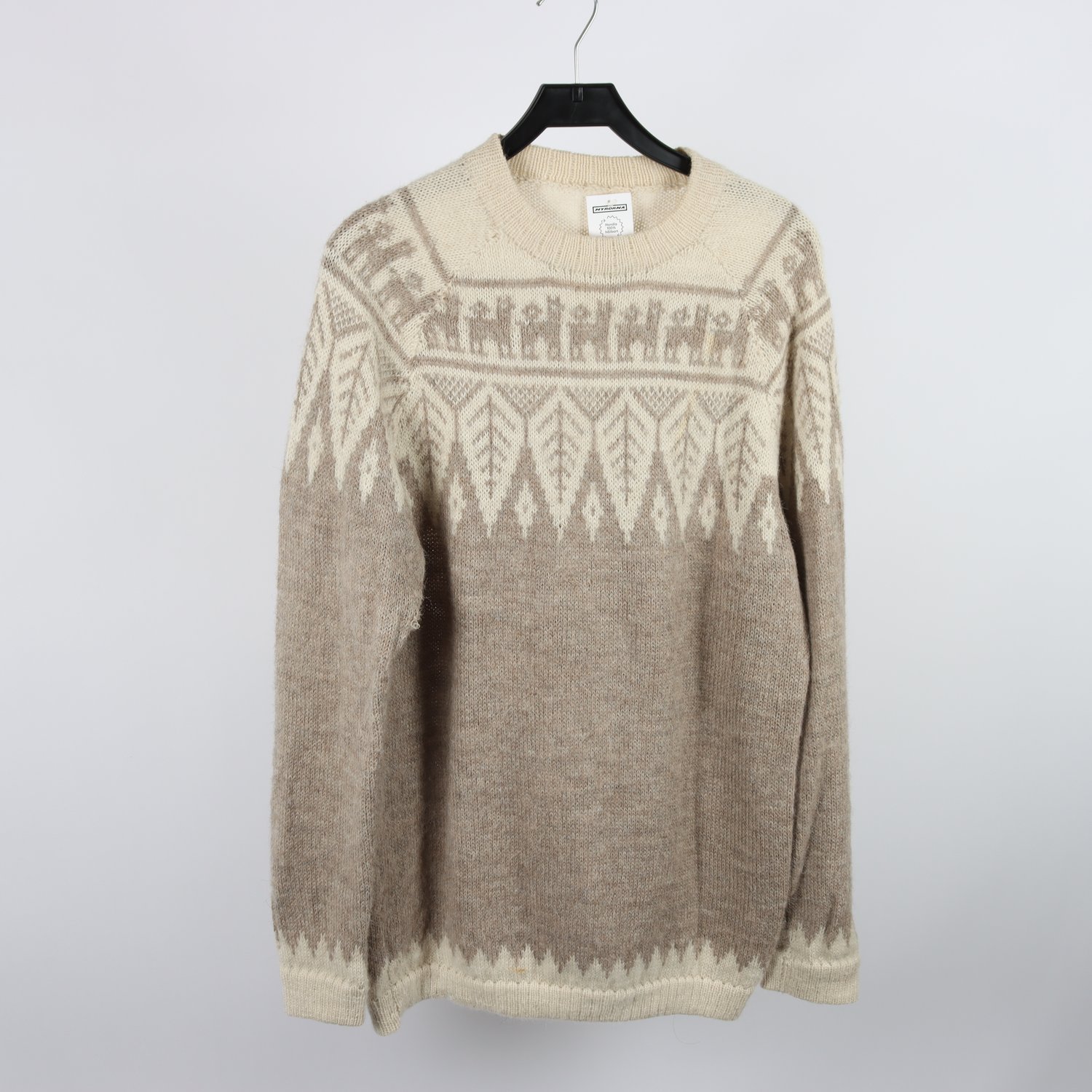 Tröja, Okänd, vit, beige, alpaca, stl. ca. L/XL