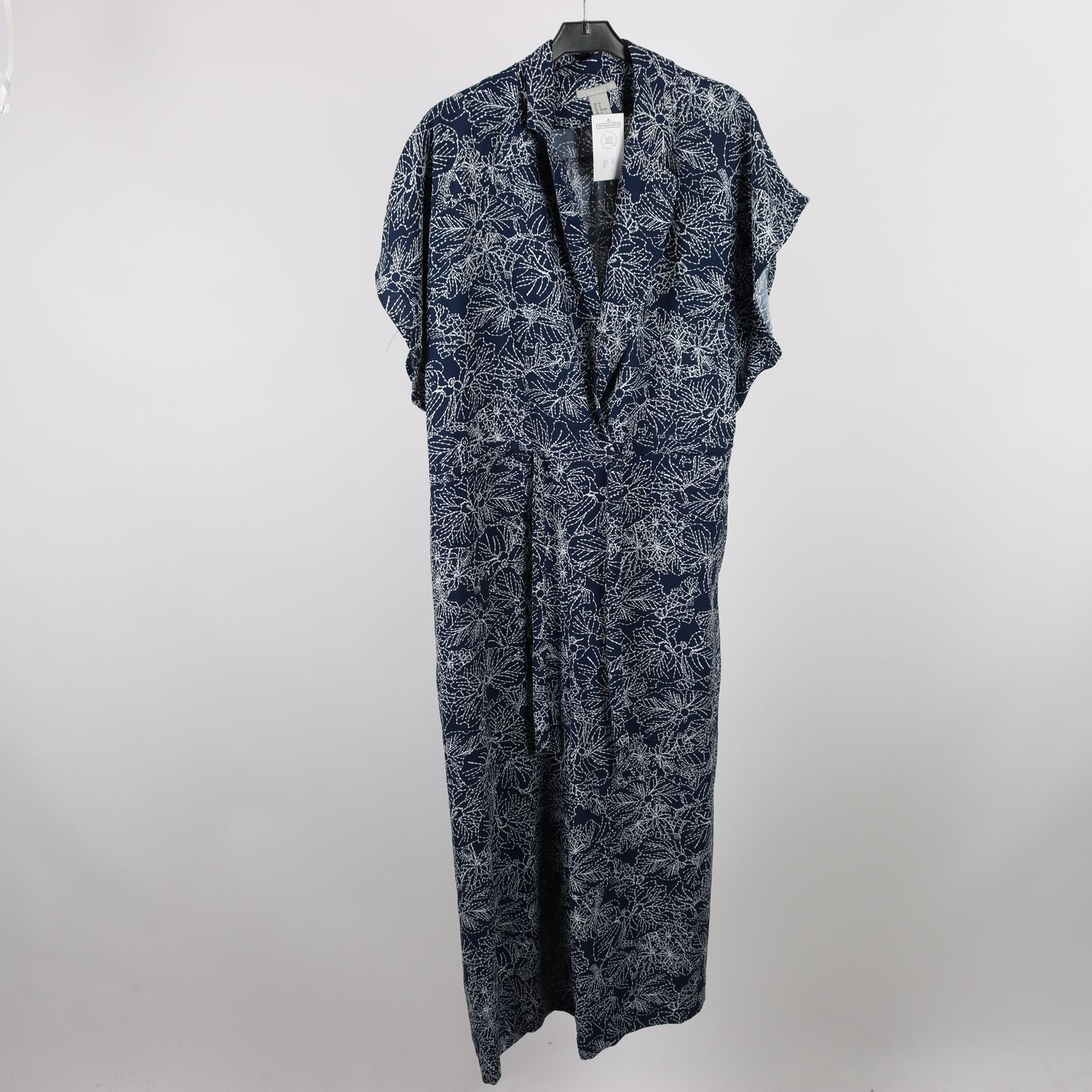 Byxdress, H&M, blå, vit, stl. 42.