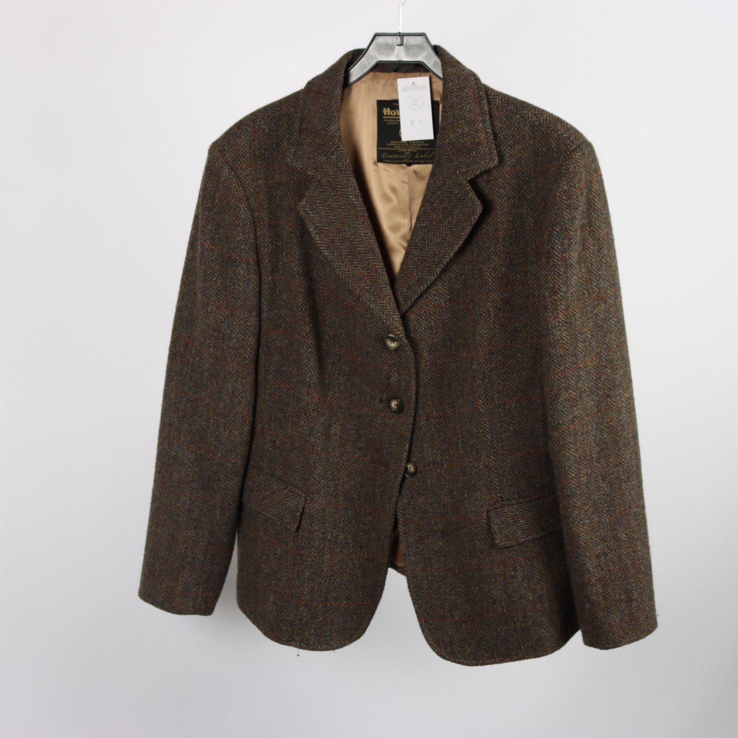 Kavaj, Harris Tweed, grön, brun, ull, stl. ca. S/M
