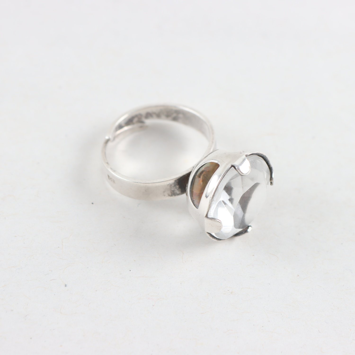 Ring, silver 830, bergskristall, vintage, brv: 5,6g