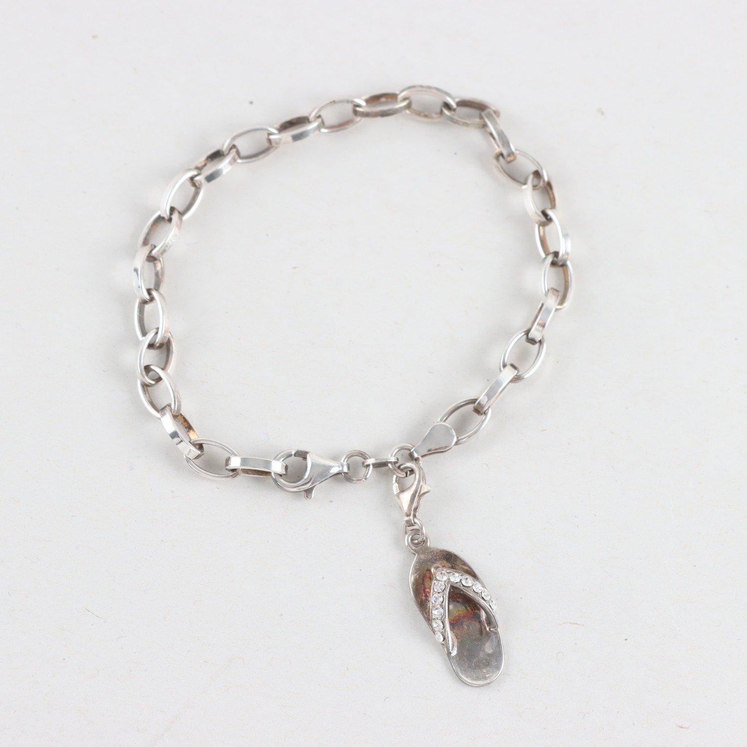 Armband, silver 925, berlock, sandal, brv: 10,2g