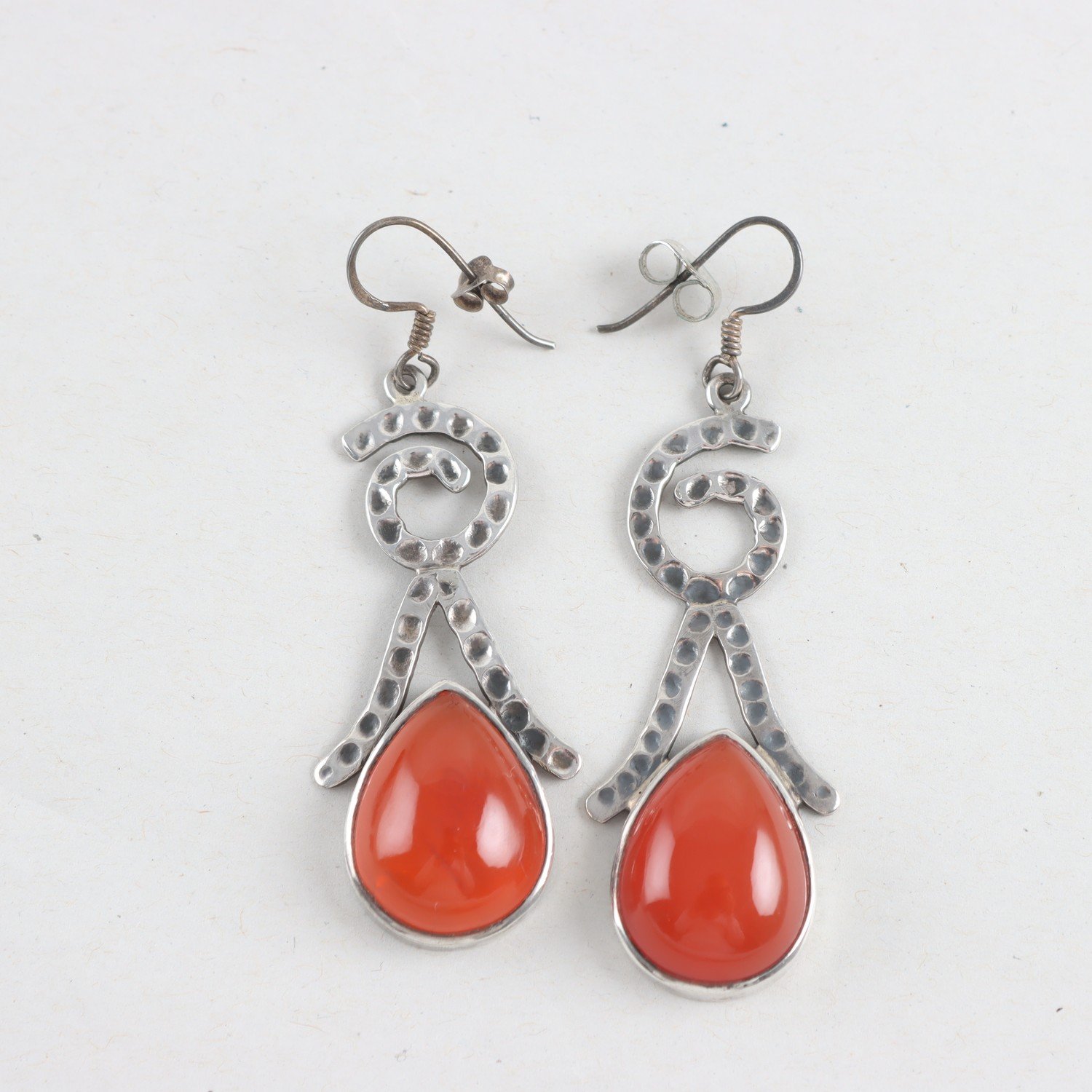 Örhängen, silver 925, orange sten, vintage, brv: 15,4g