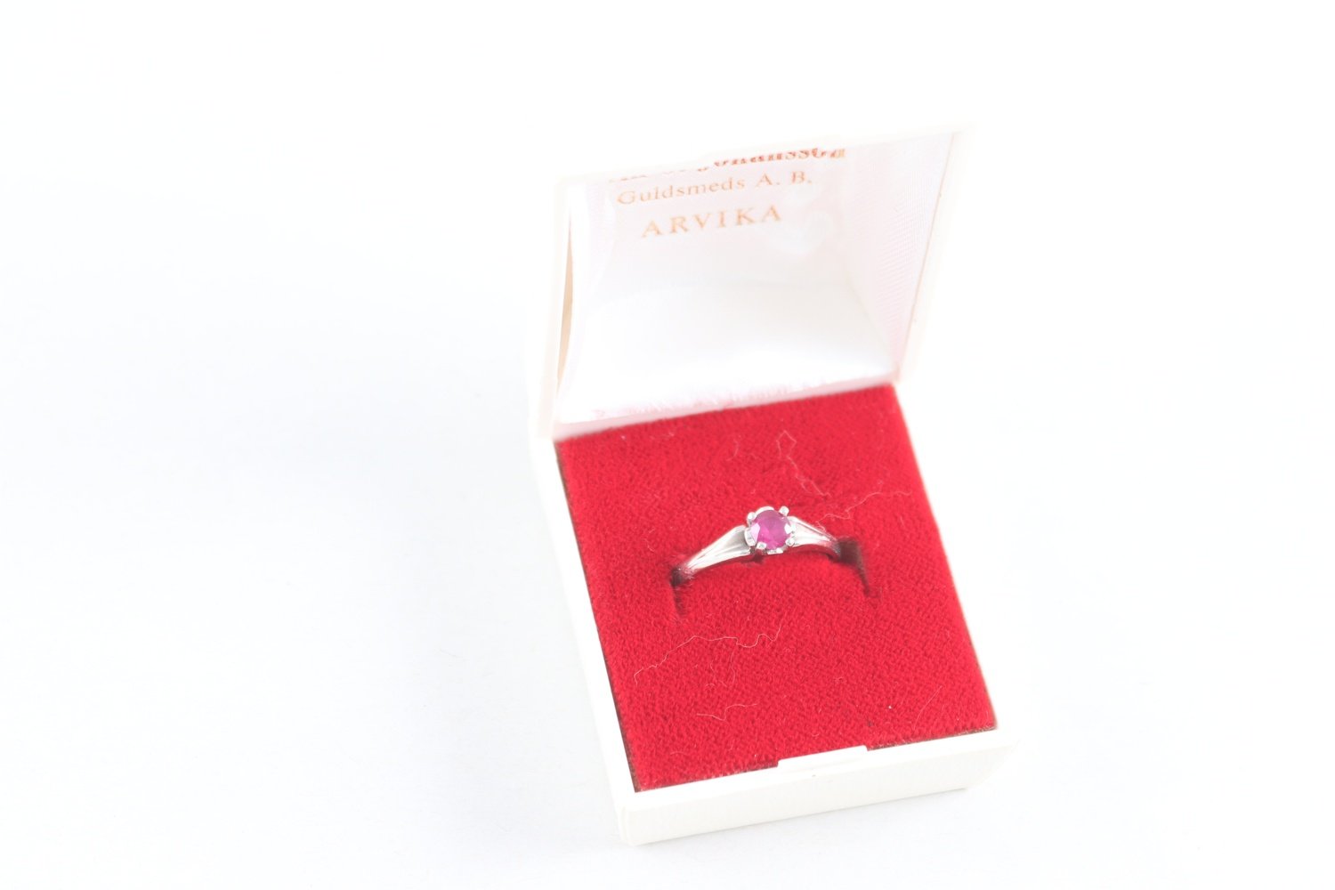 Ring, vitguld 18K, rosa sten, brv: 3g