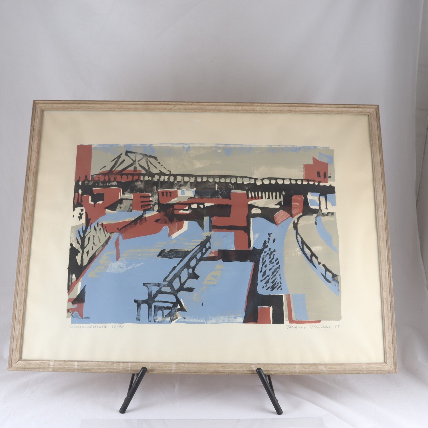 Silkscreentryck, Johanne Blüschke, (f.1919), Dresden, sign. Endast avhämtning.
