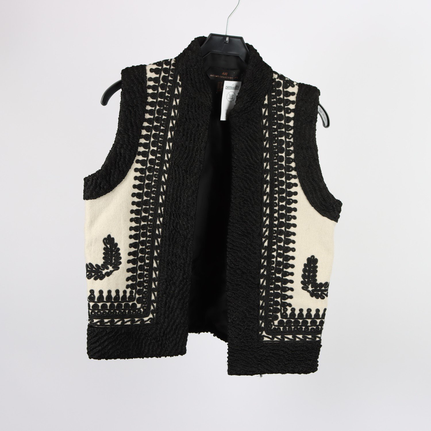 Väst, H&M, offwhite, svart, stl. 38