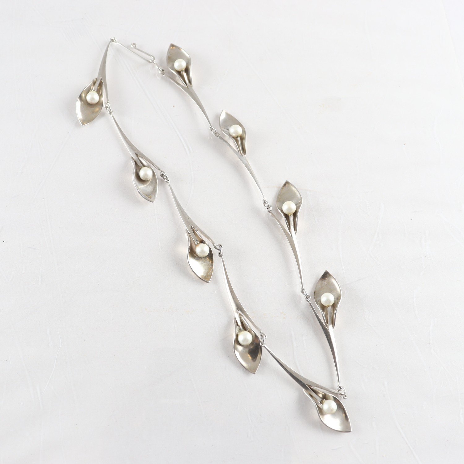 Halsband, silver, pärlor