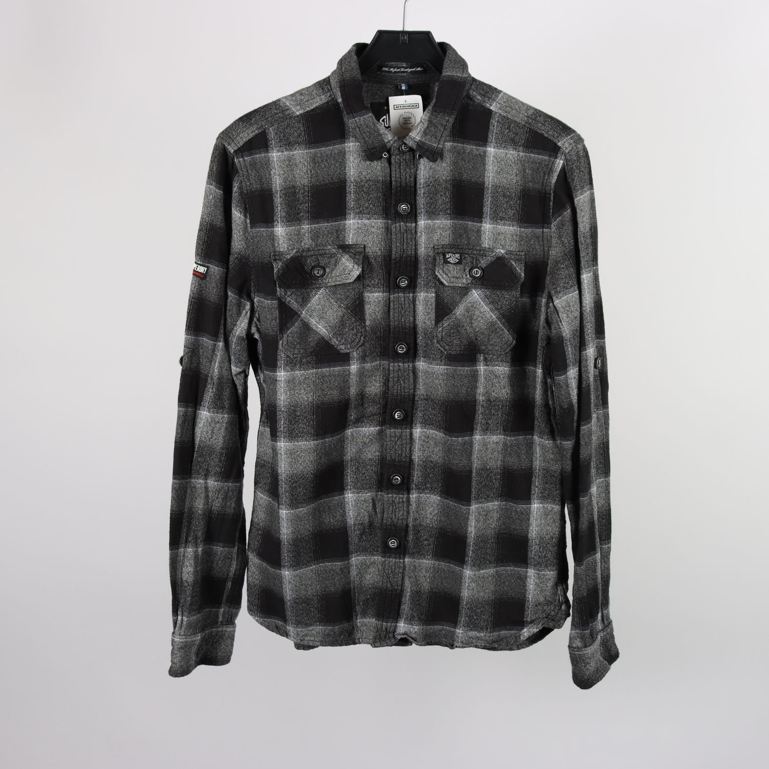 Skjorta, Superdry, grå, svart, stl. L