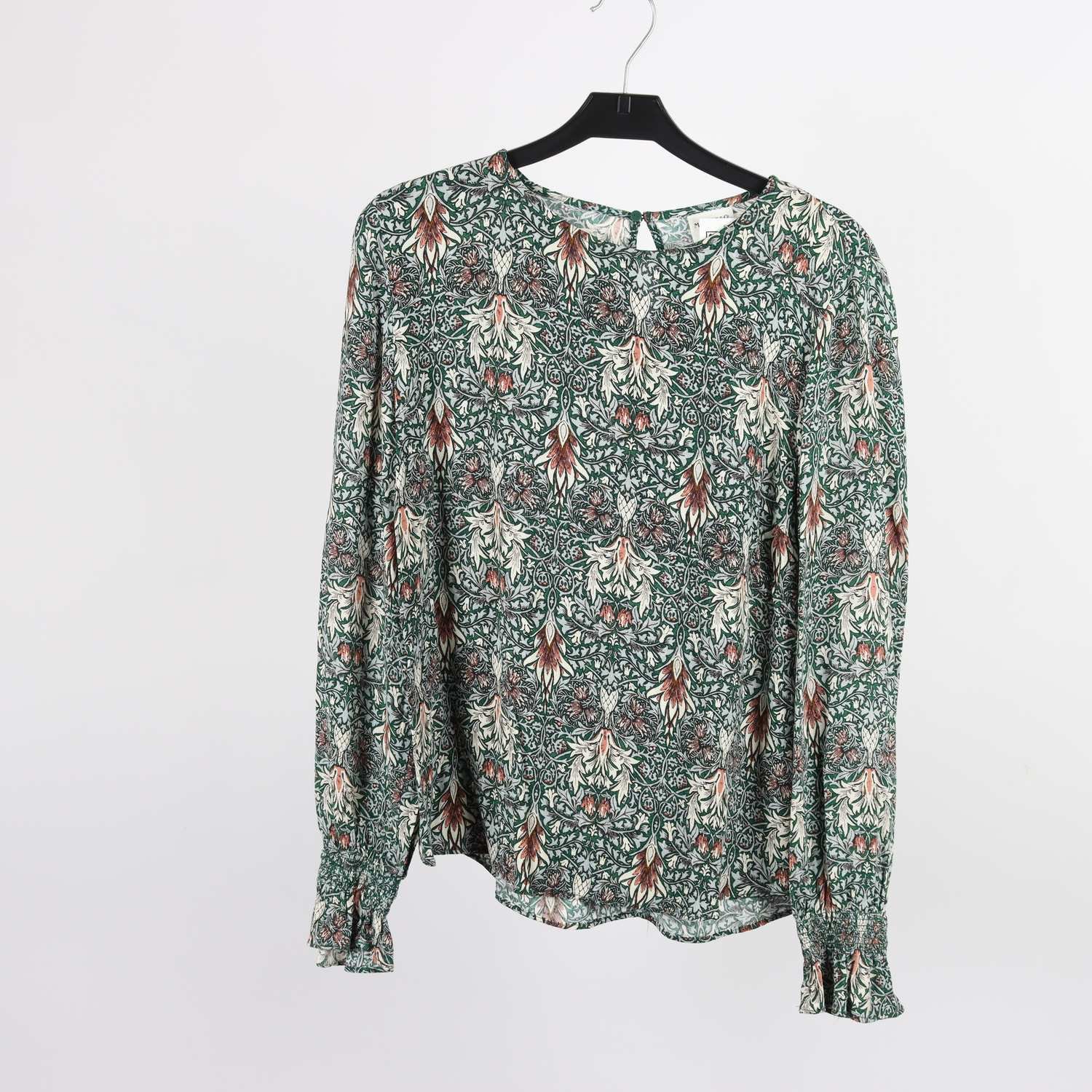 Blus, Morris & Co x H&M, grön, mönstrad, stl. 38