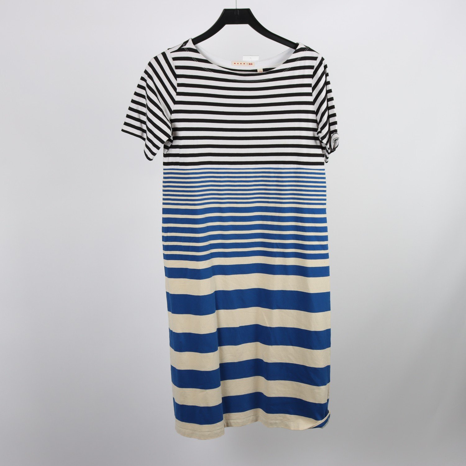 Klänning, Marni x Uniqlo, blå, vit, svart, randig, stl. L