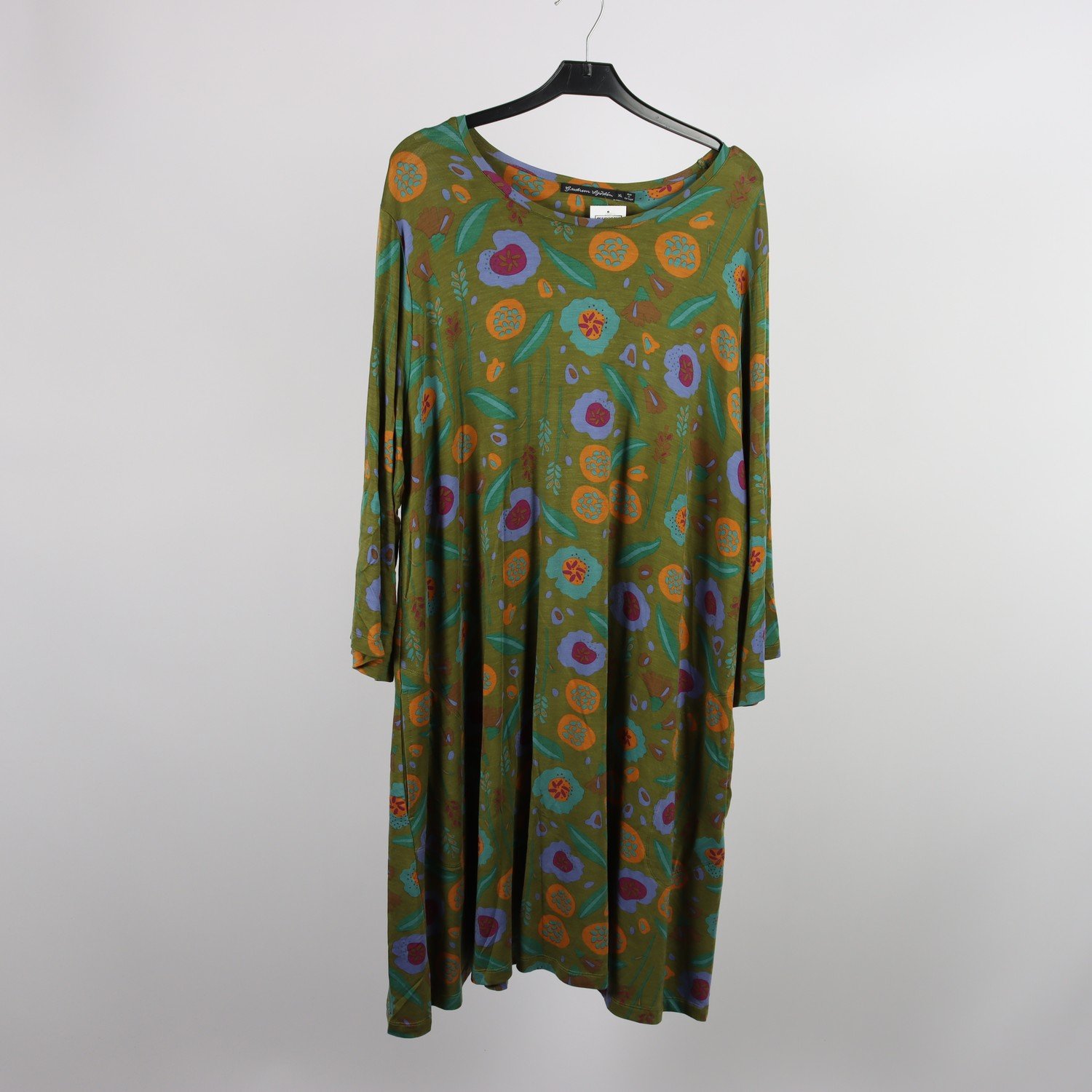 Klänning, Gudrun Sjödèn, grön, mönstrad, stl. XL