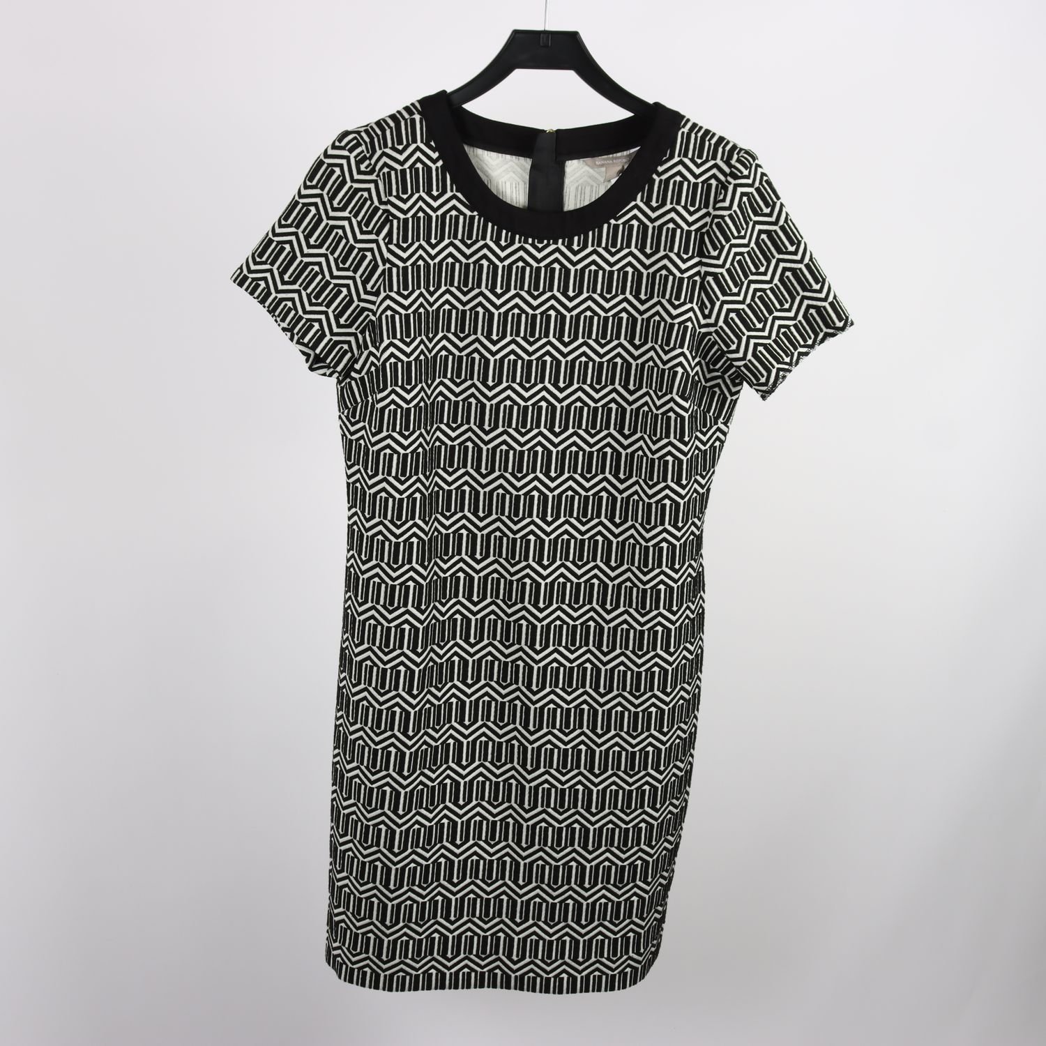 Klänning, Banana Republic, svart, vit, mönstrad, stl. 12 (L)
