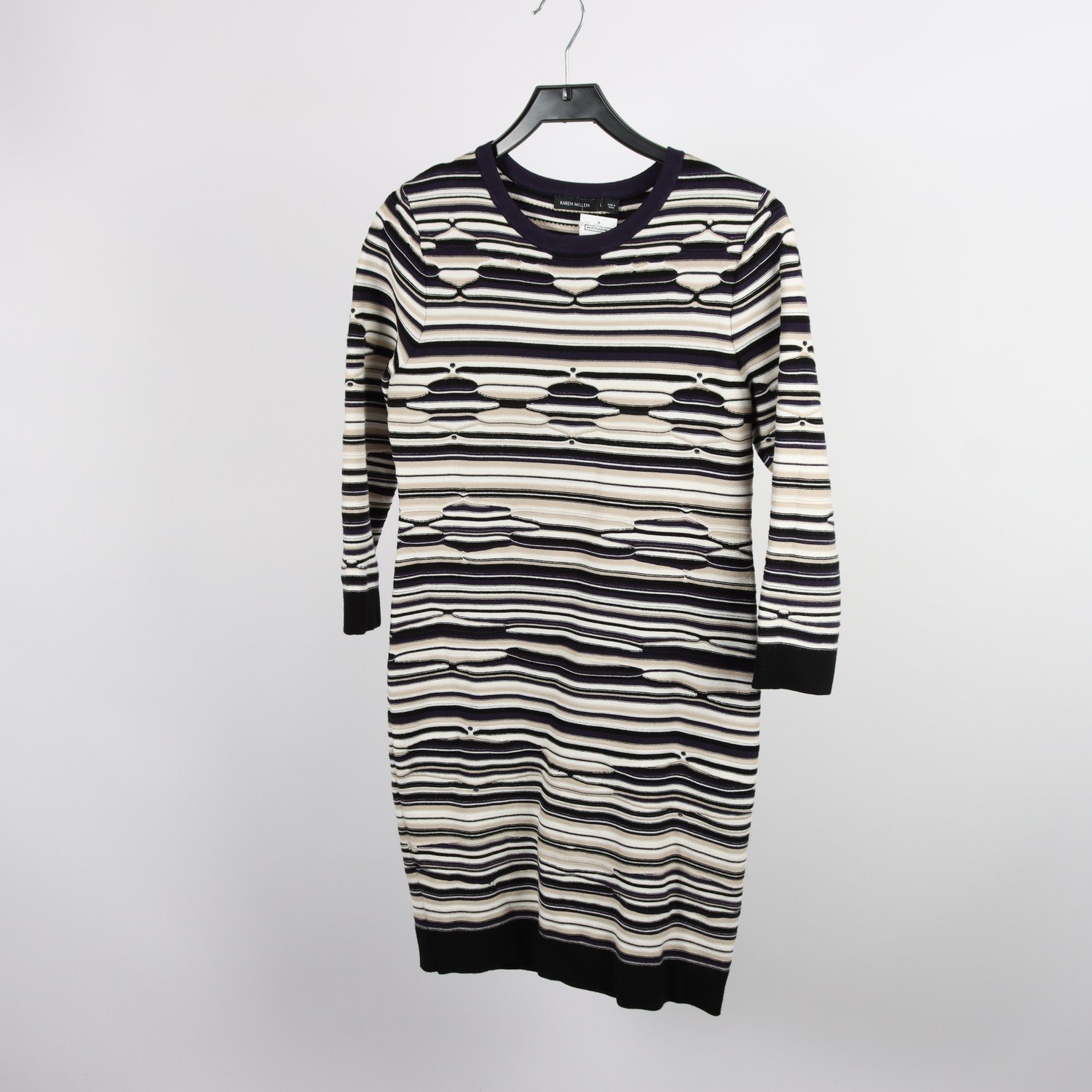 Klänning, Karen Millen, svart, beige, vit, mönstrad, stl. L