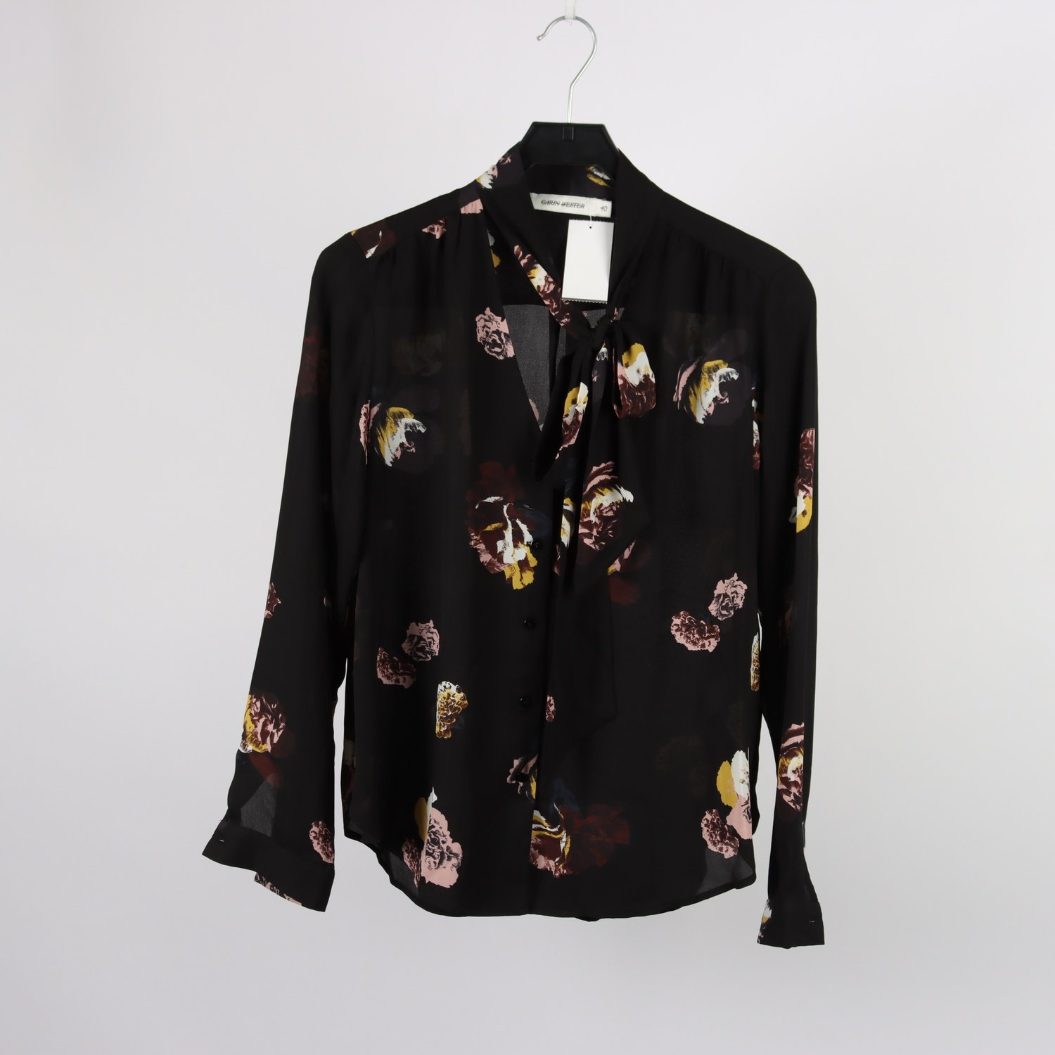 Blus, Carin Wester, svart, mönstrad, stl. 40