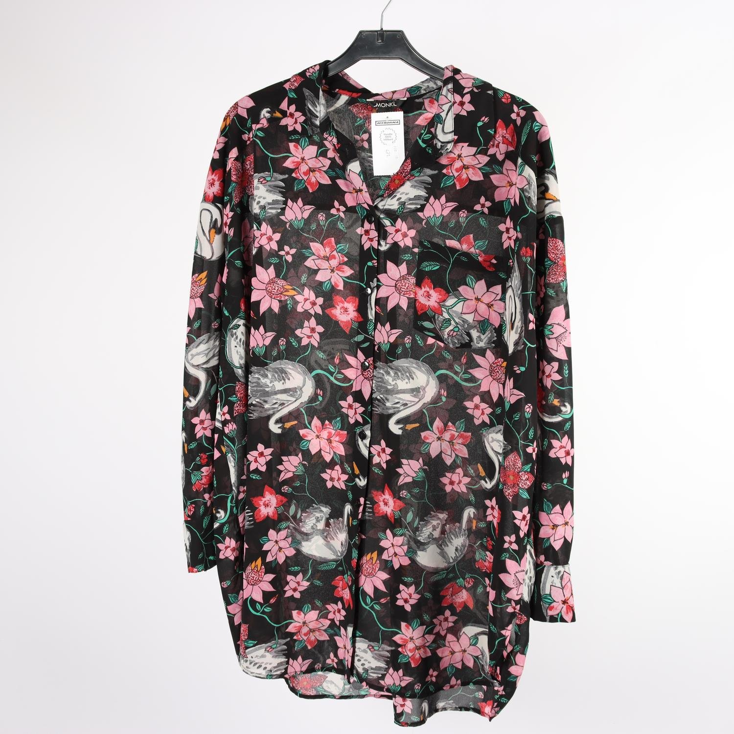 Blus, Monki, rosa, svart, stl. M.