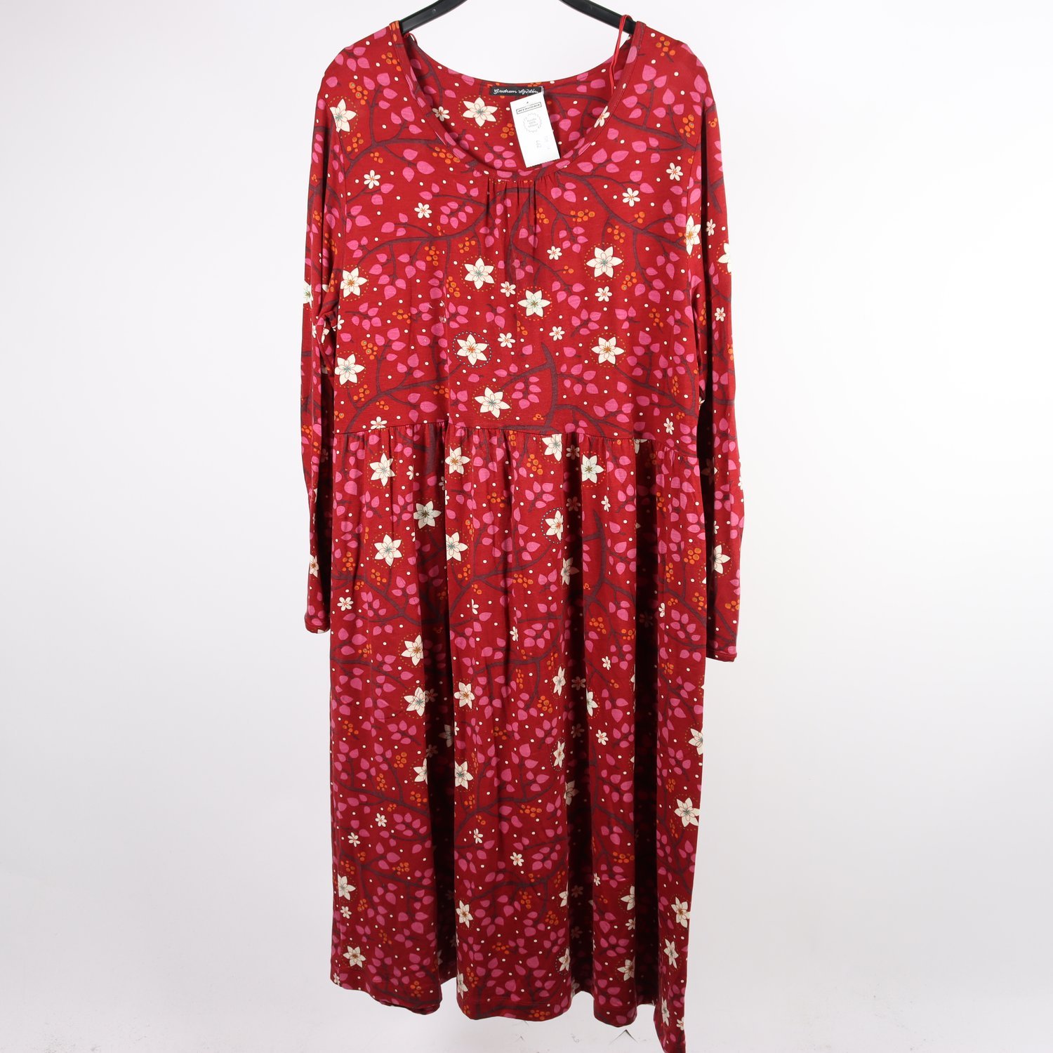 Klänning, Gudrun Sjödén, vinröd, ros, stl. M.