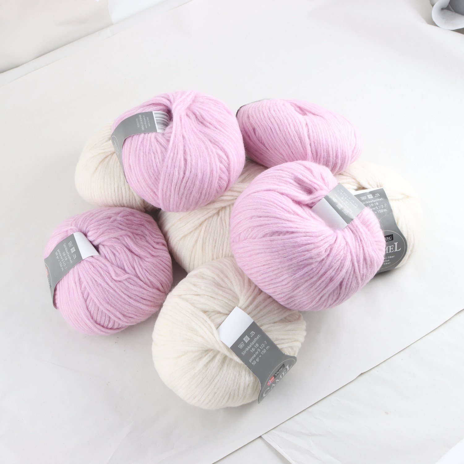 Garn, Viking Camel, beige, lila, kamelfibrer, 8 nystan.