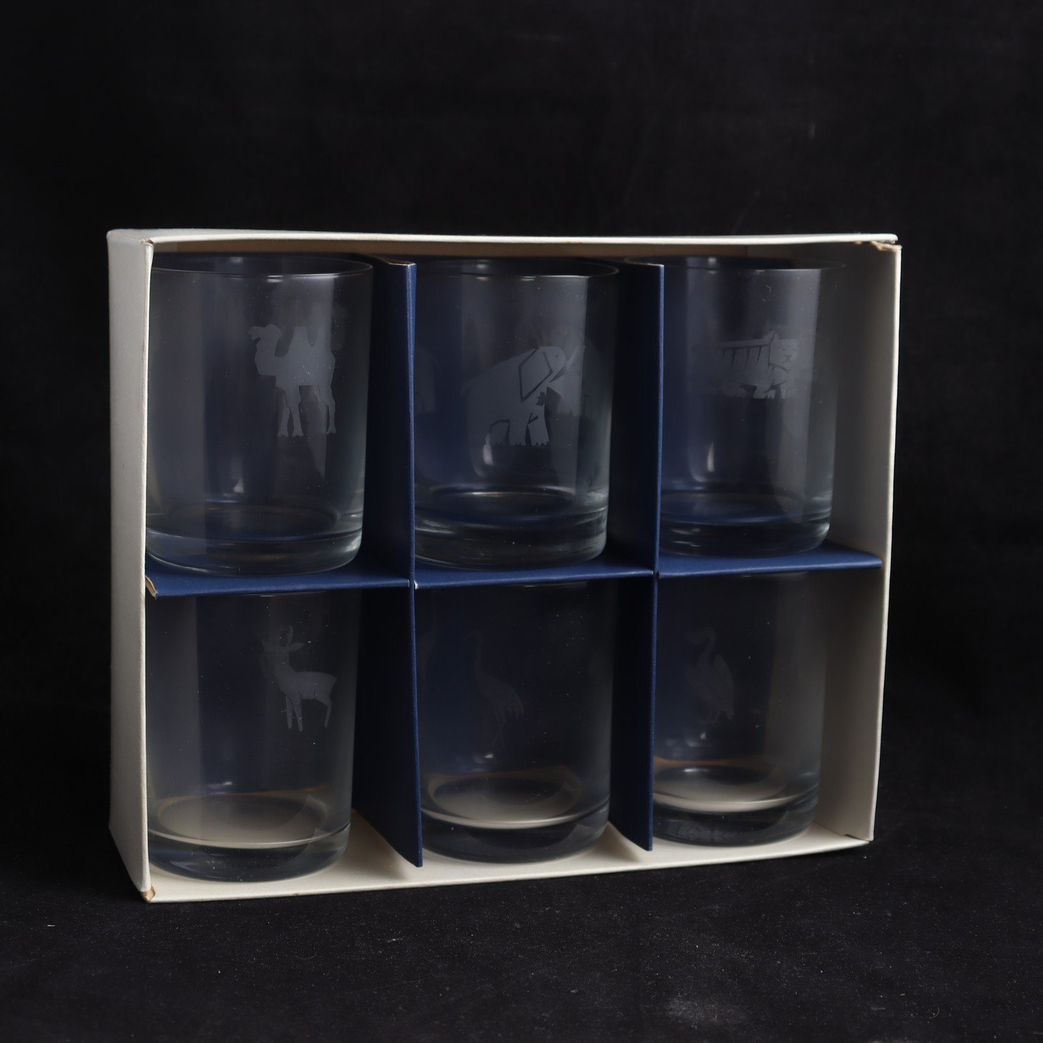Glas, motiv, tiger, Reijmyre glasbruk, 6 st