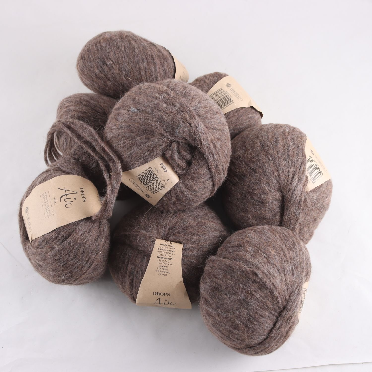 Garn, Drops, Air, brun, ull, alpaca, 8 nystan.