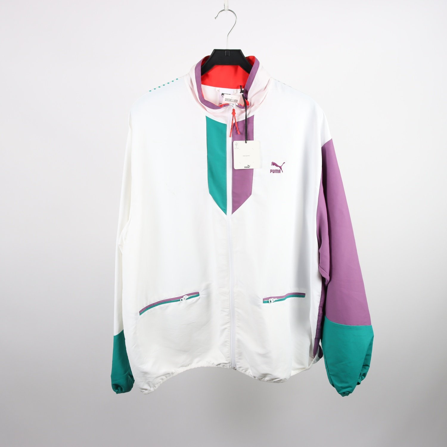 Träningsjacka, Puma, vit, lila, stl. XL.