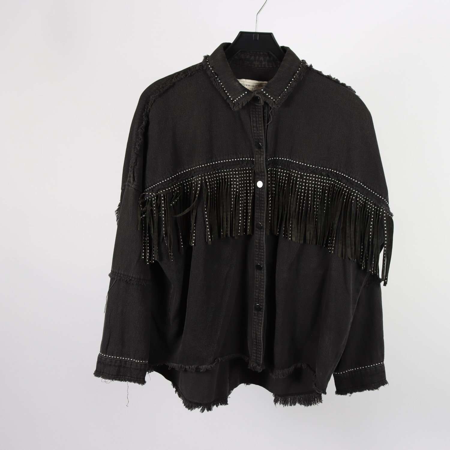 Jeansskjorta, Zara Woman, svart, fransar, stl. S