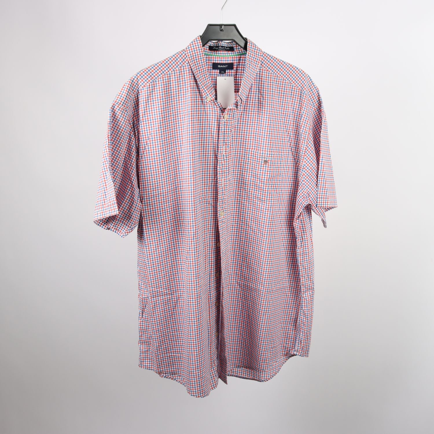 Skjorta, Gant, rutig, röd, blå ,stl. 2XL.