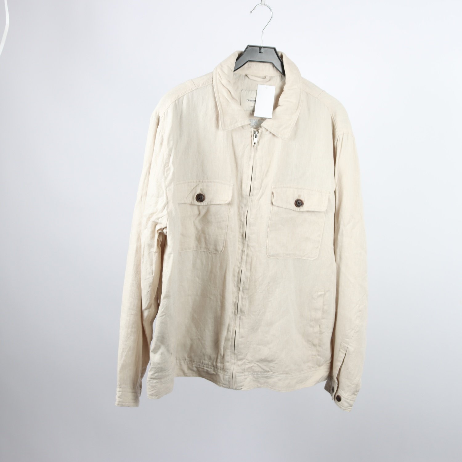Jacka, Dressman, beige, lin, stl. 3XL