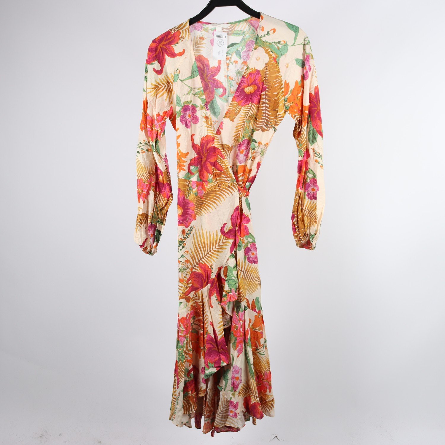 Klänning, H&M, blommig, rosa, orange, stl. XS.