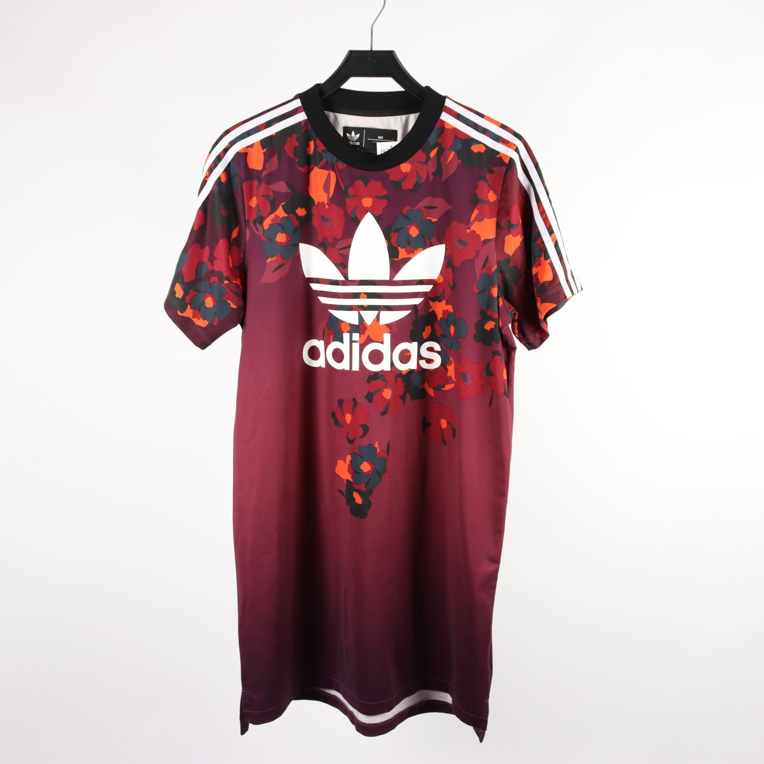 Klänning, Adidas, vinröd, vit, stl. 36.