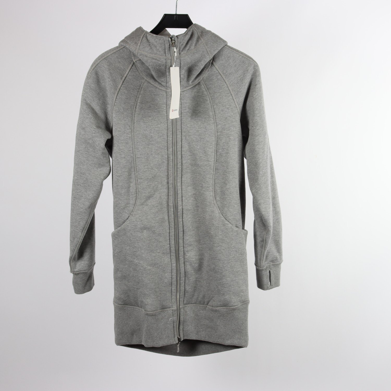 Fodrad Hoodie, lång, Lululemon, grå, stl. 4 (S)