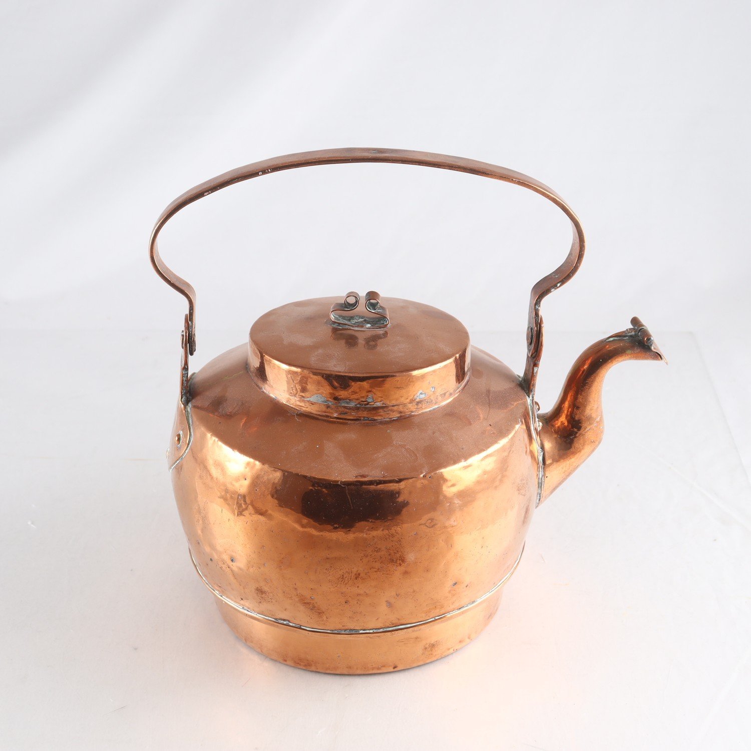 Kaffepanna, koppar, hjärt-och mustaschfäste, 1800-tal. Samfraktas ej.
