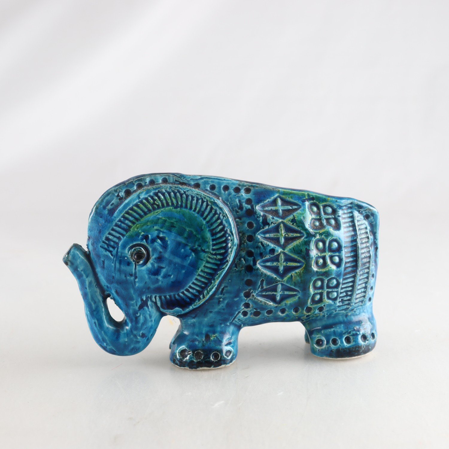Figurin, elefant, Aldo Londi, Rimini Blue, Bitossi, Italien