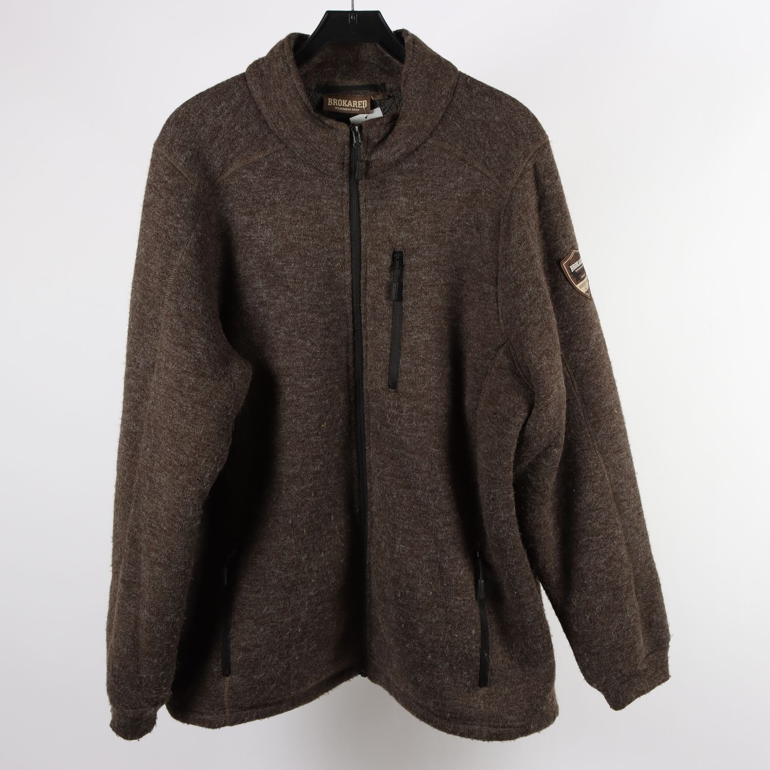 Fleecetröja, Brokared, grå, brun, stl. XXL.