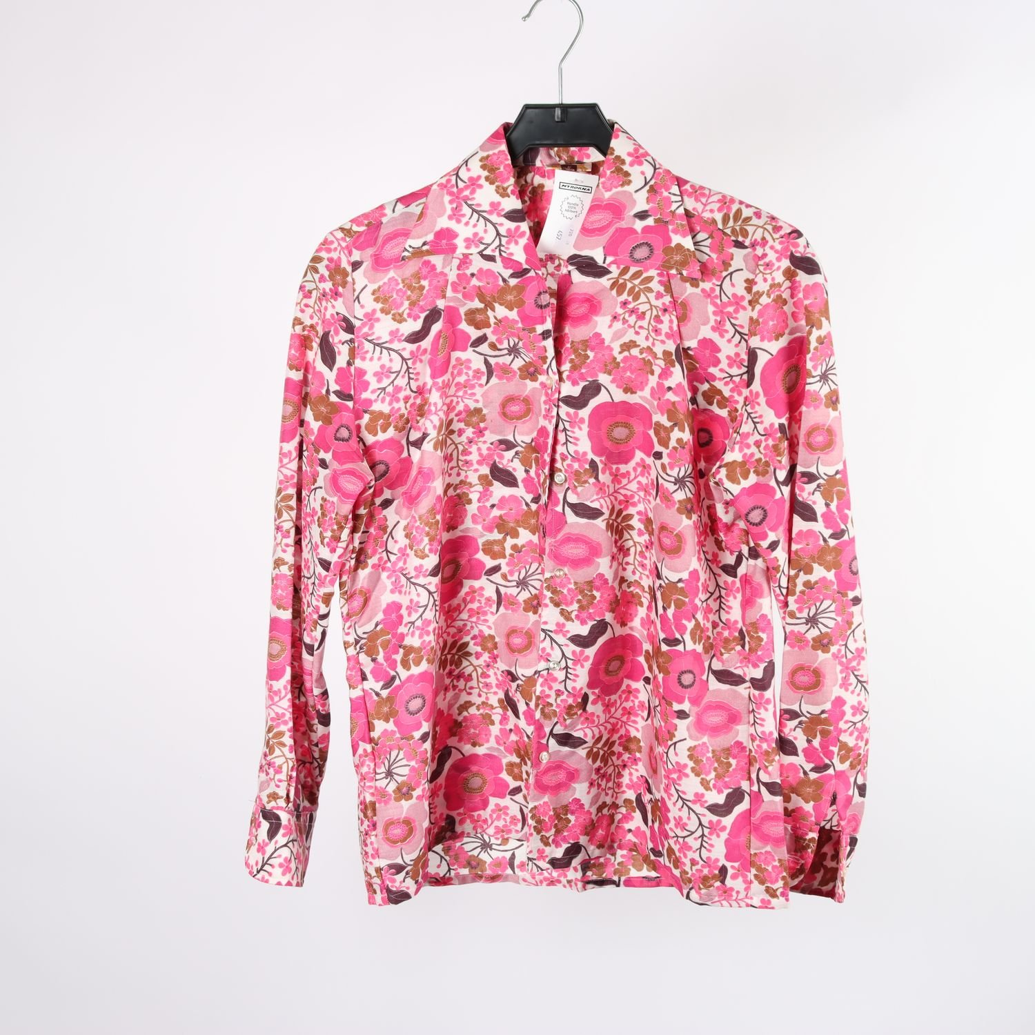 Blus, Okänd, blommig, rosa, retro, stl. ca. S/M.