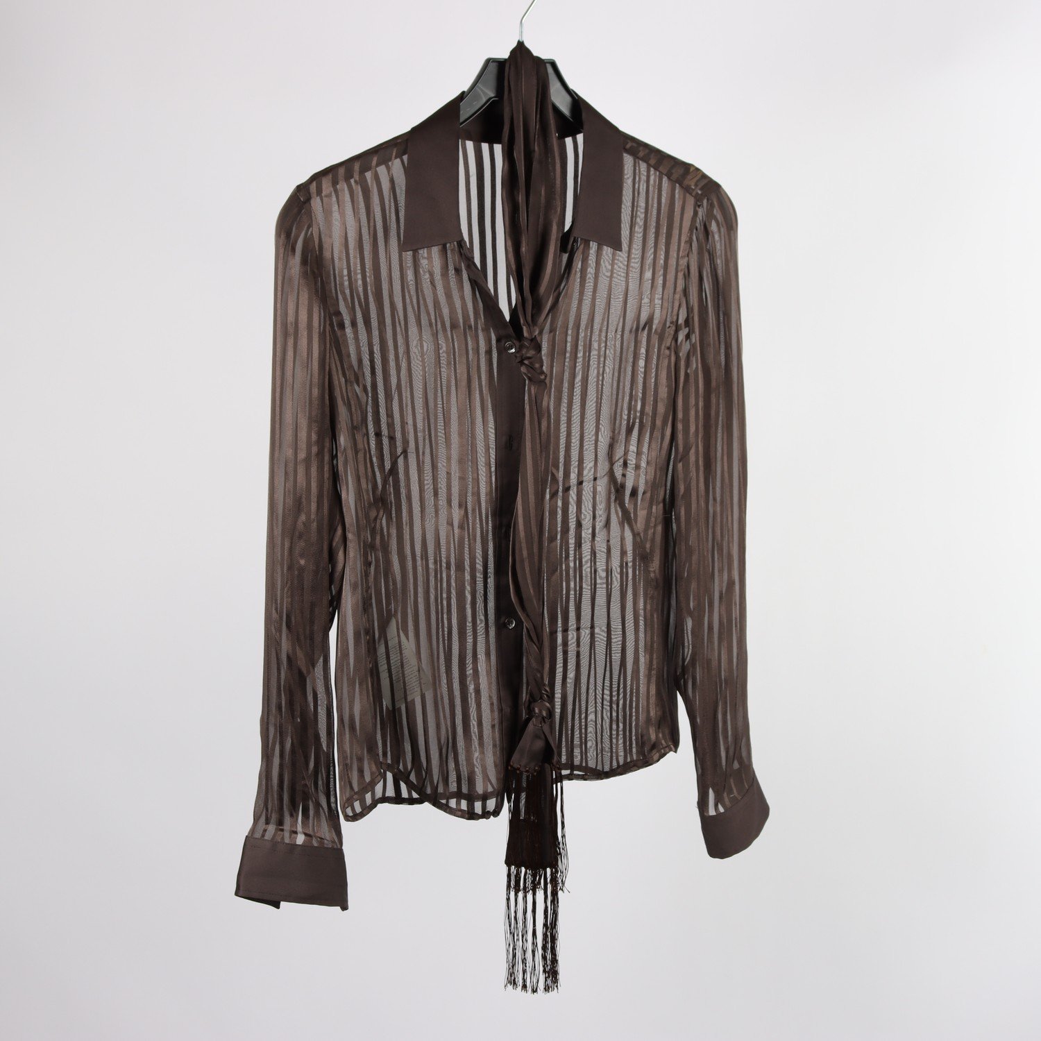 Blus, Hugo Boss, brun, transparant, silke, stl. 38.