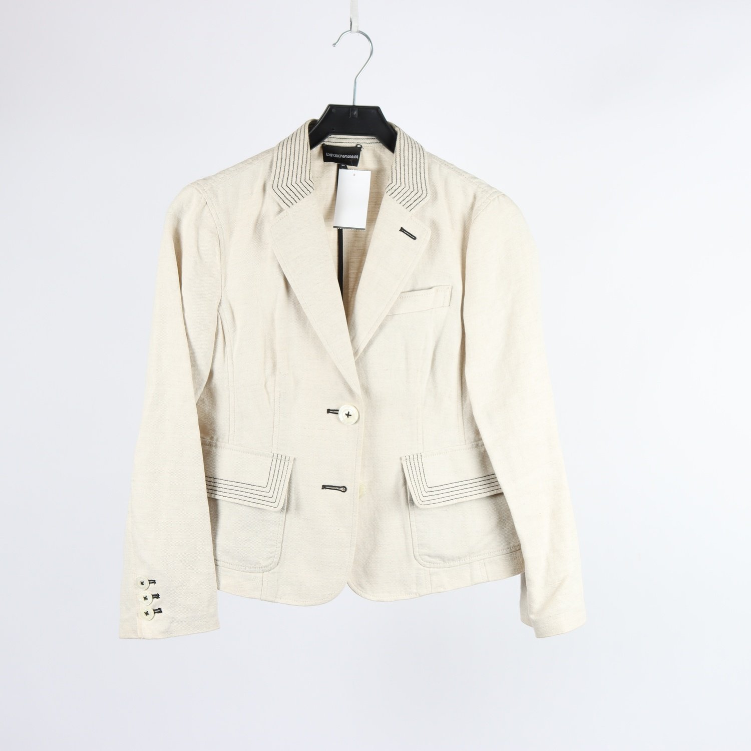 Jacka, Emporio Armani, benvit, lin, bomull, stl. 44.