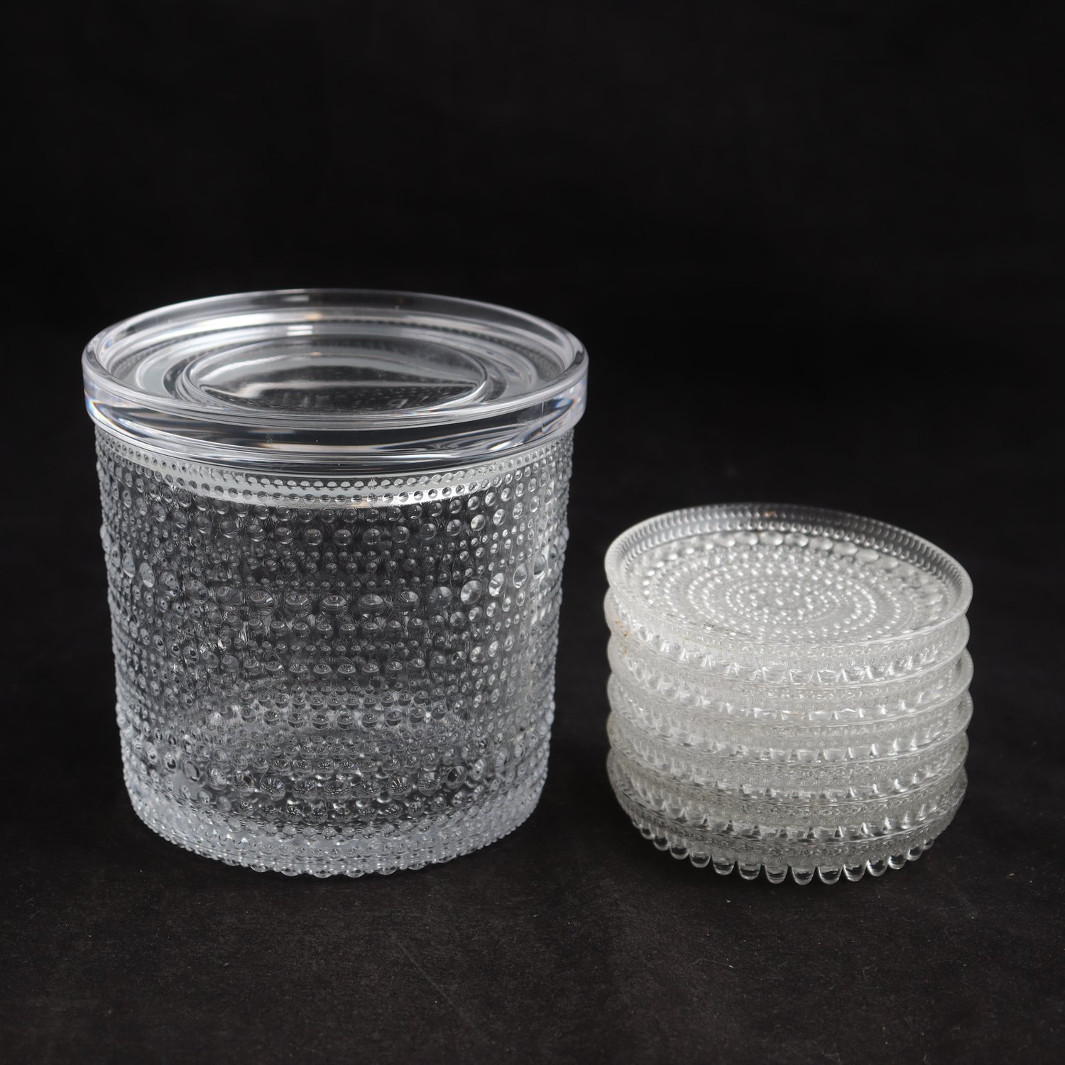 Lockburk, coasters, Kastehelmi, Oiva Toikka, Iittala, 7 st