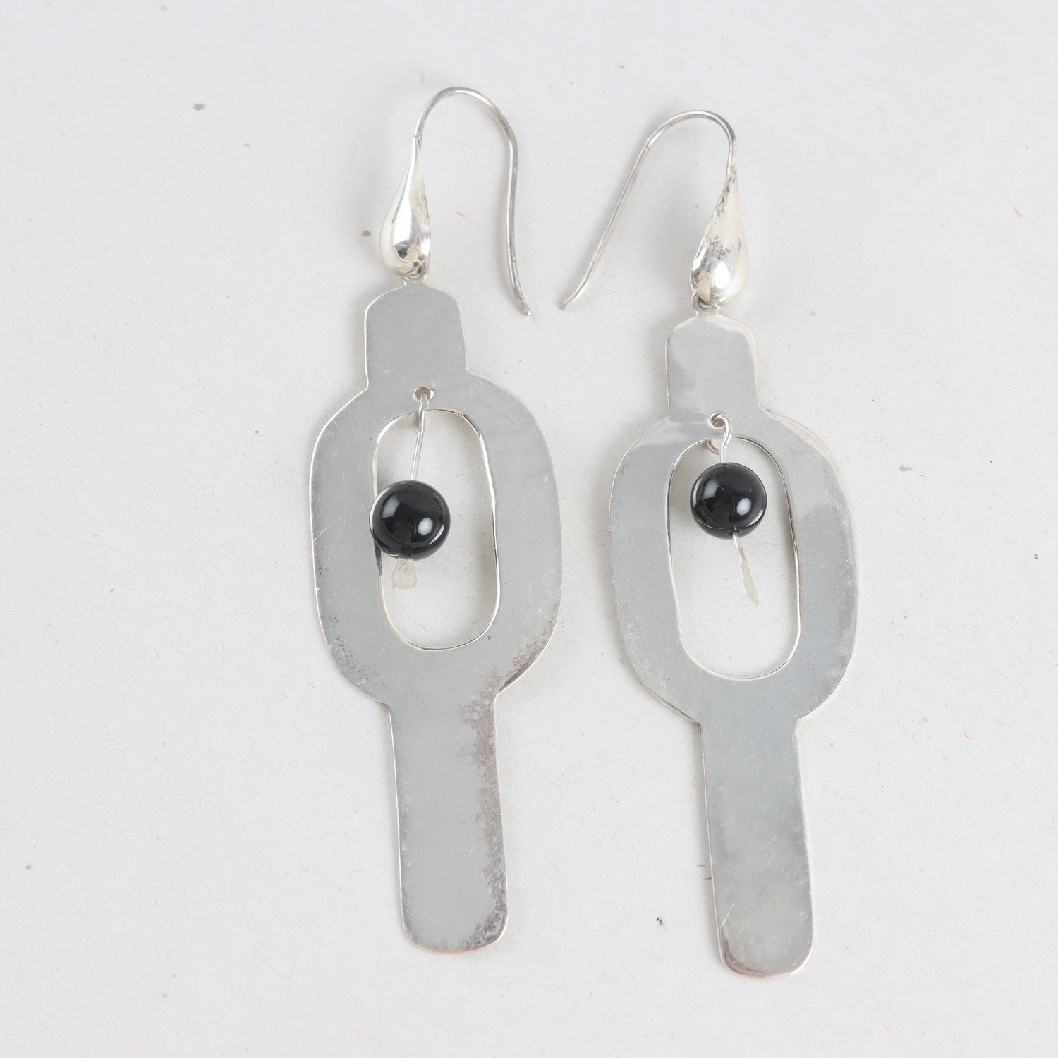 Örhängen, silver 925, svart pärla, brv: 14,4g